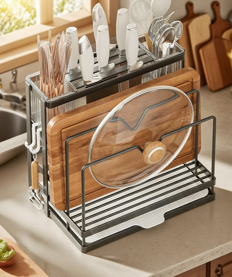 มีดหั่นผักและผลไม้พร้อมช่องเก็บ