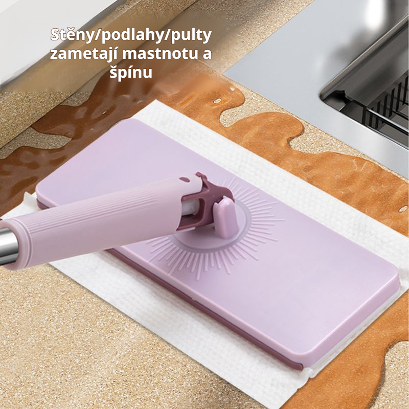 Rychle rozložitelný mop na obličejové ručníky s elektrostatickým prachem, bez potřeby mytí rukou