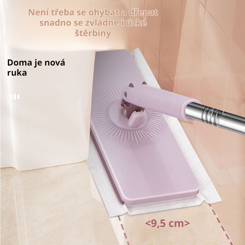 Rychle rozložitelný mop na obličejové ručníky s elektrostatickým prachem, bez potřeby mytí rukou