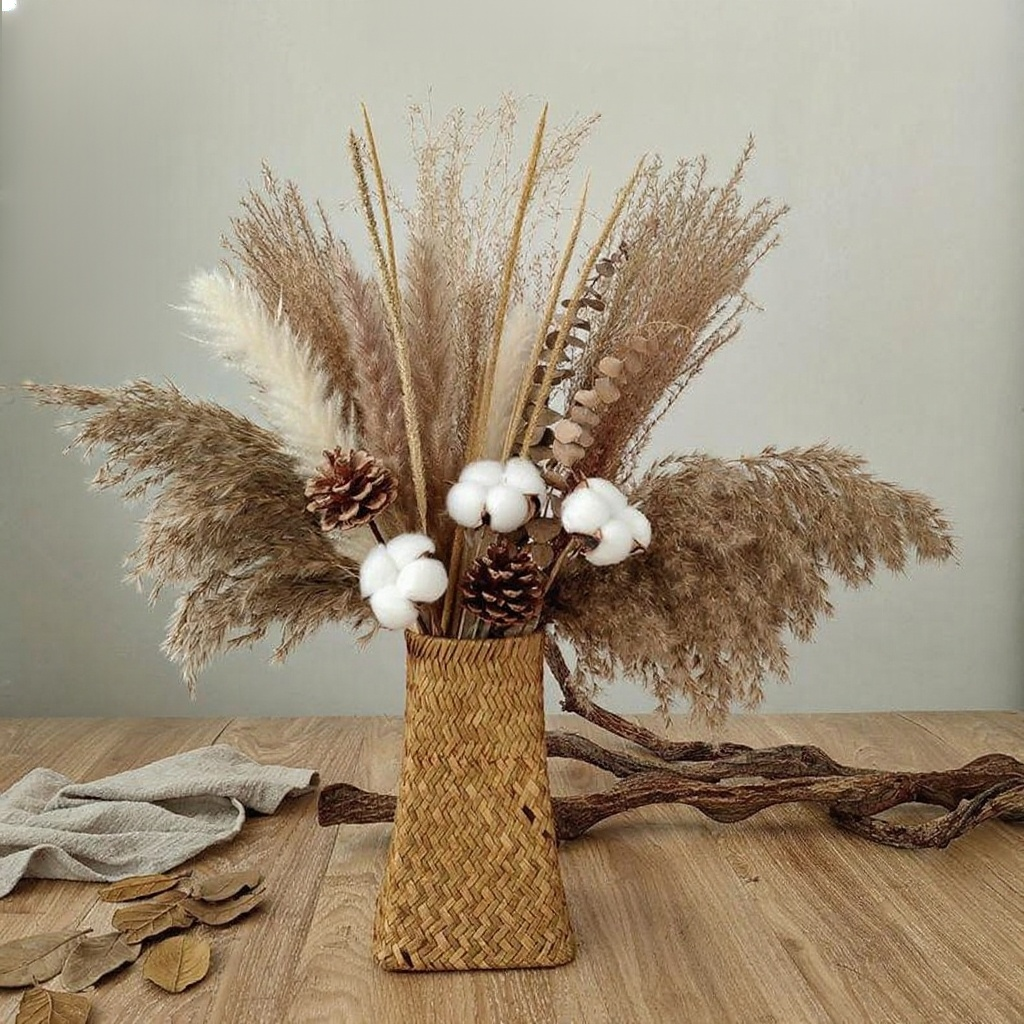  Přírodní sušený rákosový dekorativní set pro domácí a stolní výzdobu