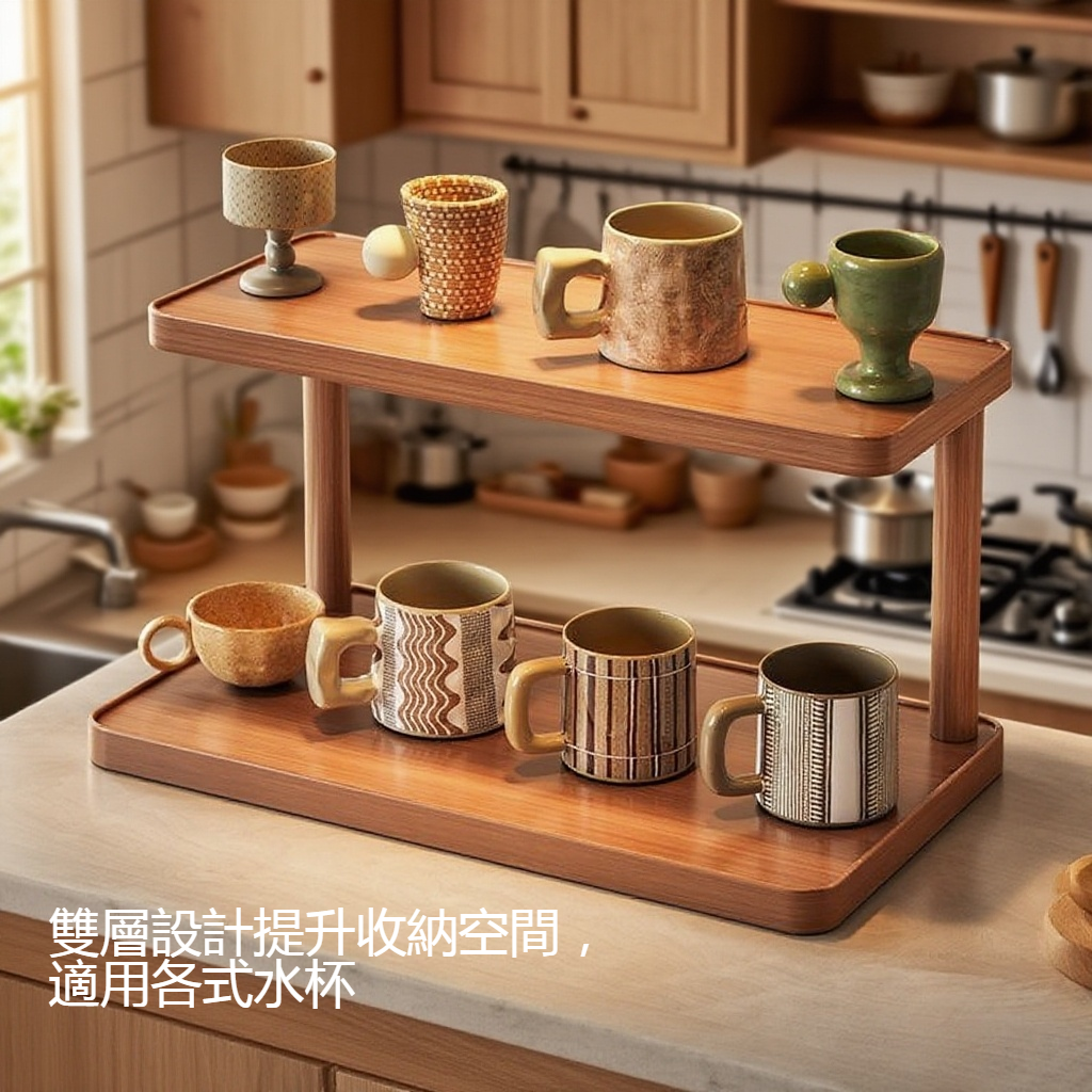 檯面雙層水杯置物架