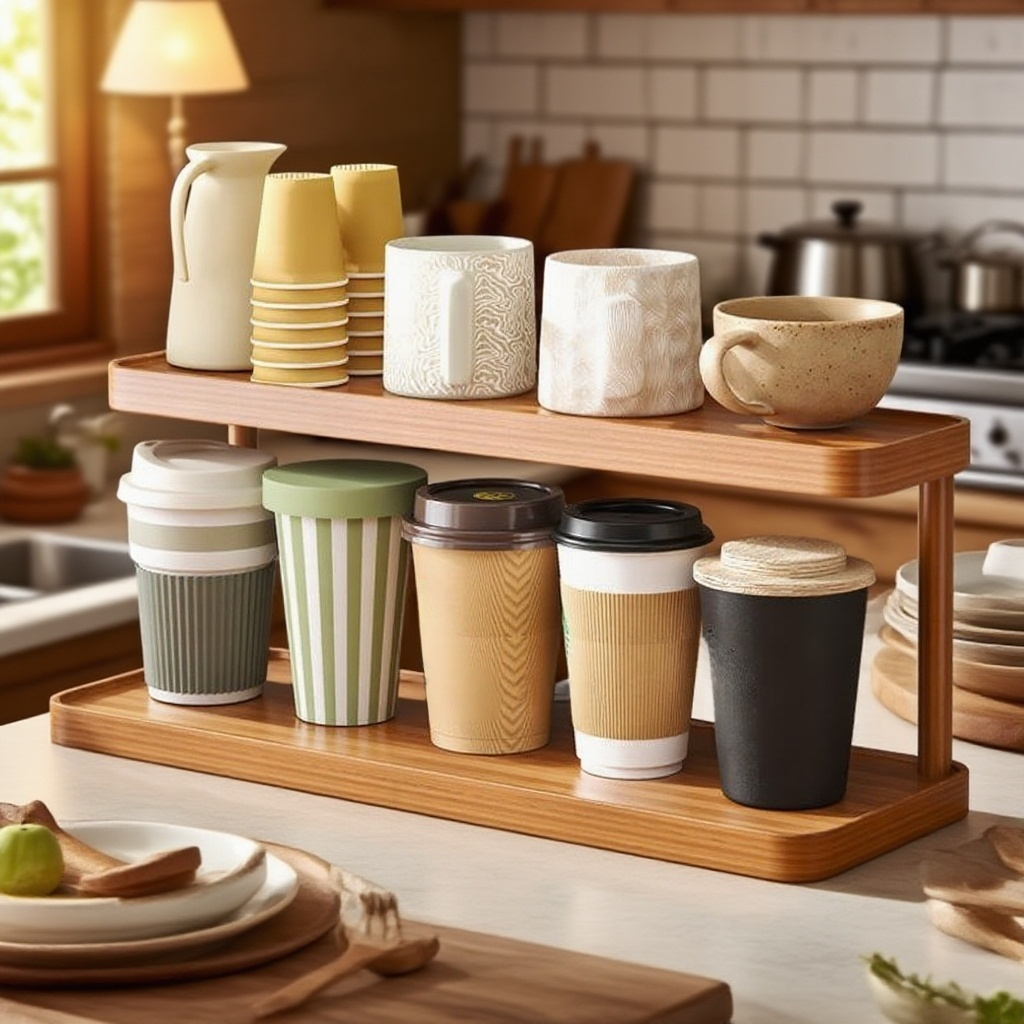 檯面雙層水杯置物架