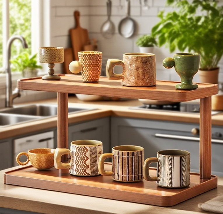 穩固耐用雙層水杯置物架