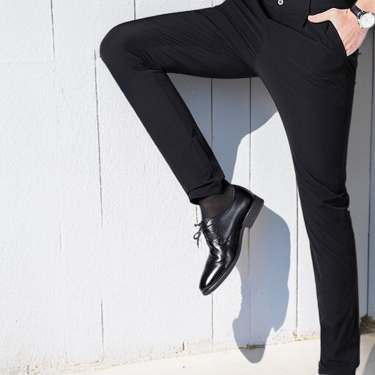 お父さんのカジュアルパンツ 通気性の良いズボン メンズ 春 夏 秋の生地 四方ゴム ハイウエスト 中高年のカジュアルパンツ