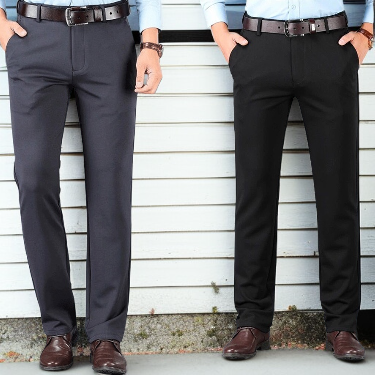 お父さんのカジュアルパンツ 通気性の良いズボン メンズ 春 夏 秋の生地 四方ゴム ハイウエスト 中高年のカジュアルパンツ