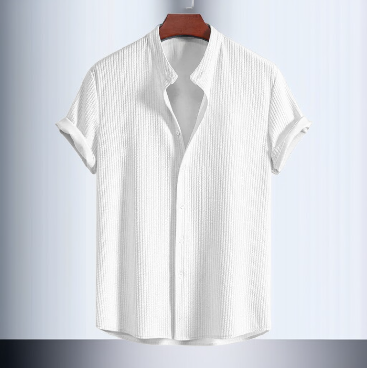 夏のメンズ半袖シャツ 無地 メンズ半袖トップス メンズシャツ
