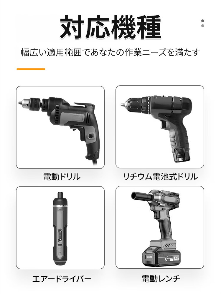 強力磁気吸着滑り止め耐衝撃ビットセット