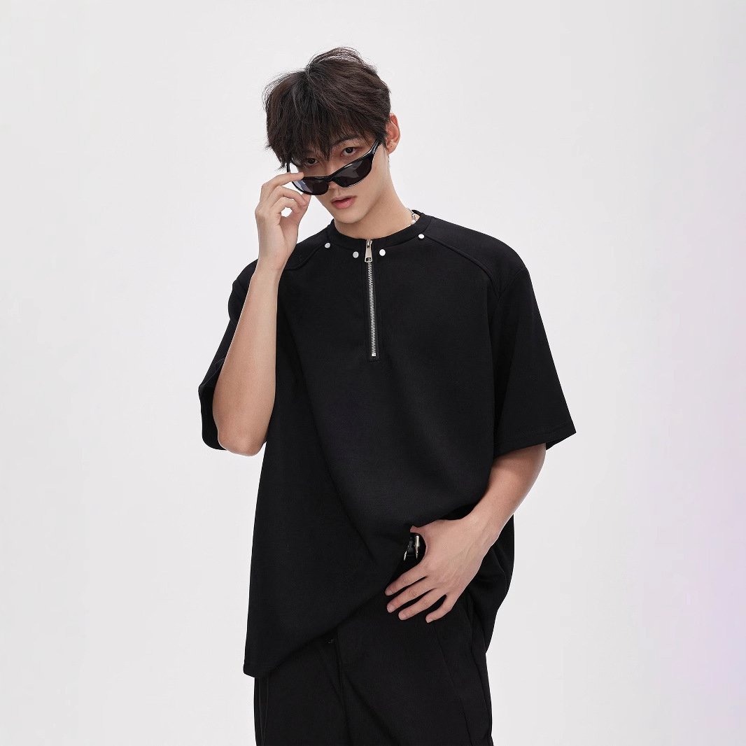 Tričko s krátkým rukávem a polovičním zipem z vrstvy vzduchu