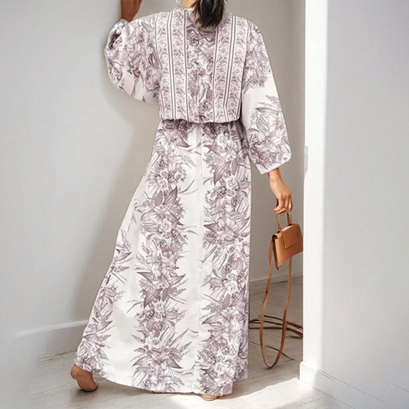 V-collar uvolněné velké evropské stylové módní jarní šaty