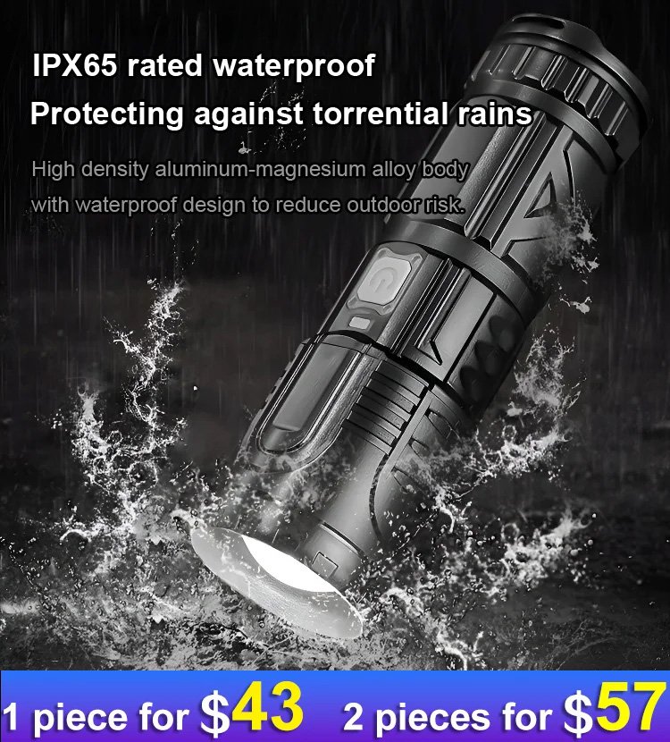 White Laser Telescopic Zoom Flashlight