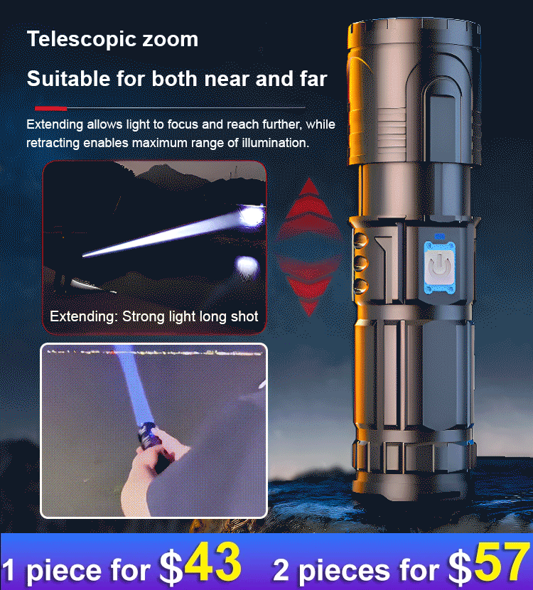 White Laser Telescopic Zoom Flashlight