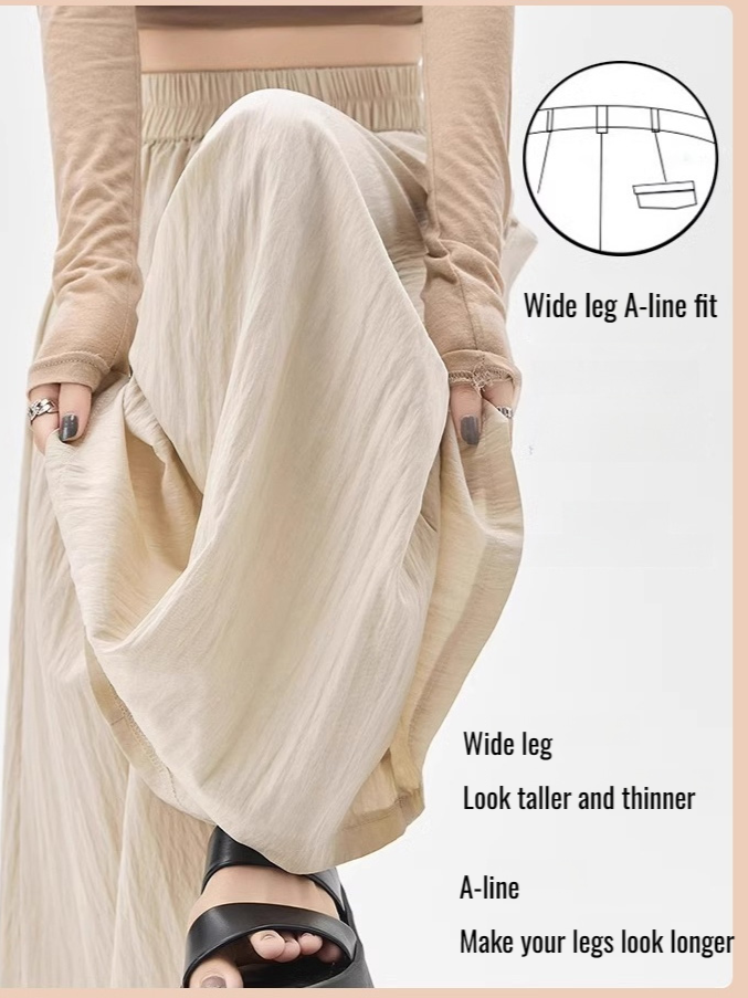 여성 산본 하이웨스트 날씬해 보이는 스커트 학원풍 롱스커트 캐주얼 드롭 치마바지