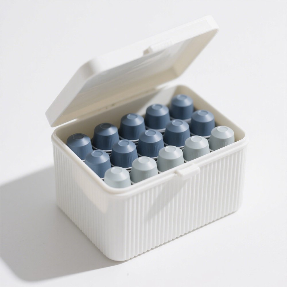 Cafea mini la doză pentru călătorii pe fundal alb