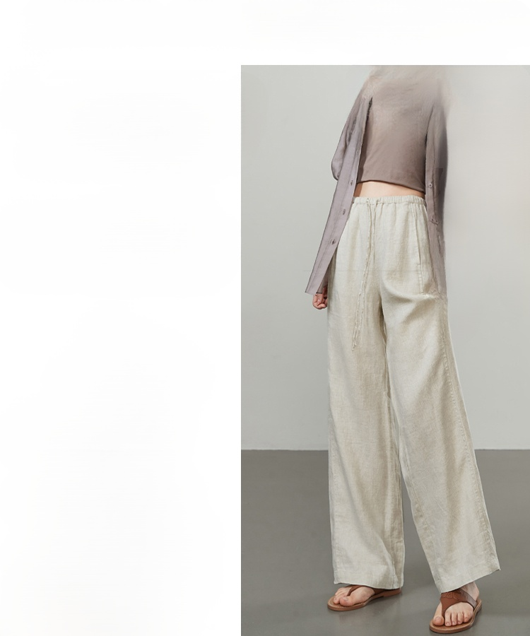 夏用綿麻ワイドパンツ