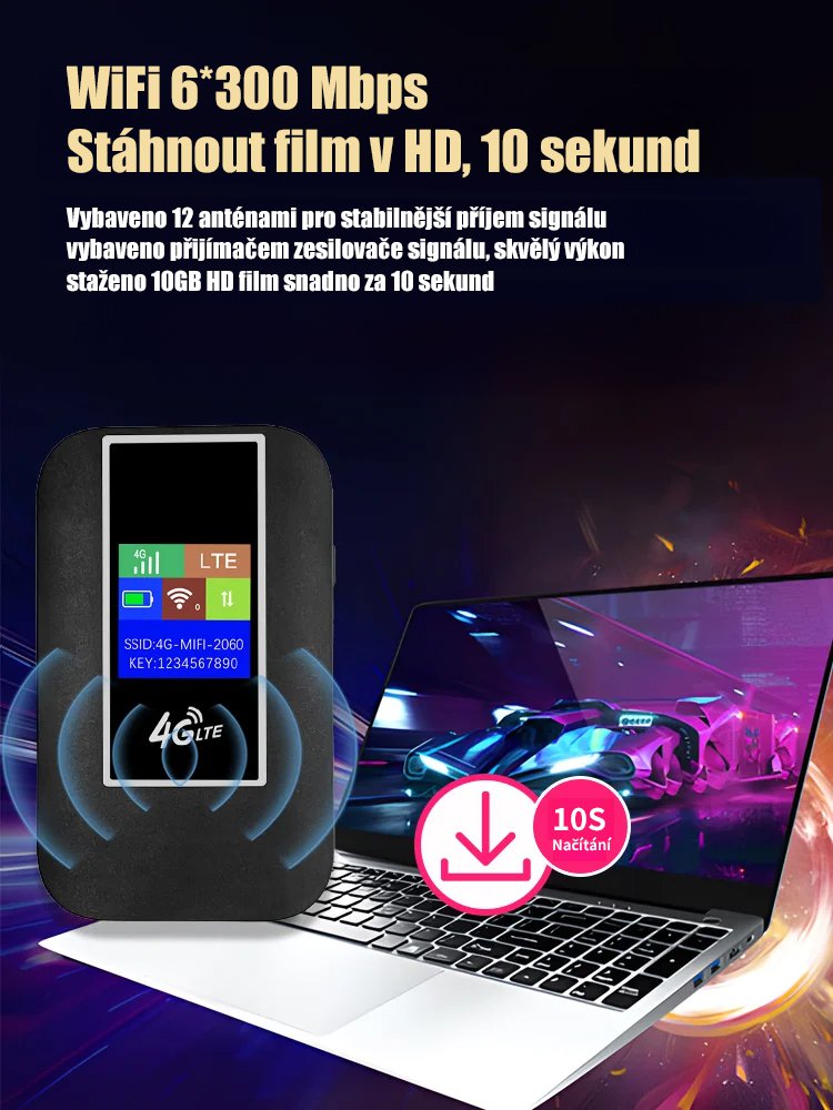 Barevná obrazovka přenosné mobilní auto WIFI