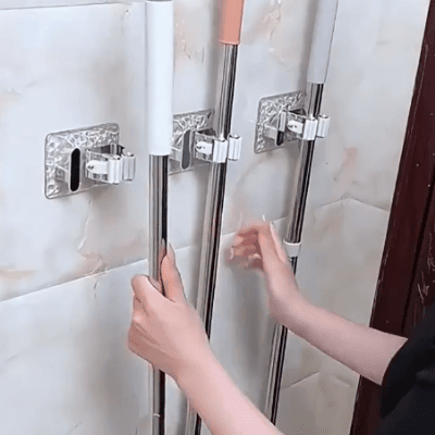 輕奢壁掛式免打孔可移動水波紋掃把拖把夾