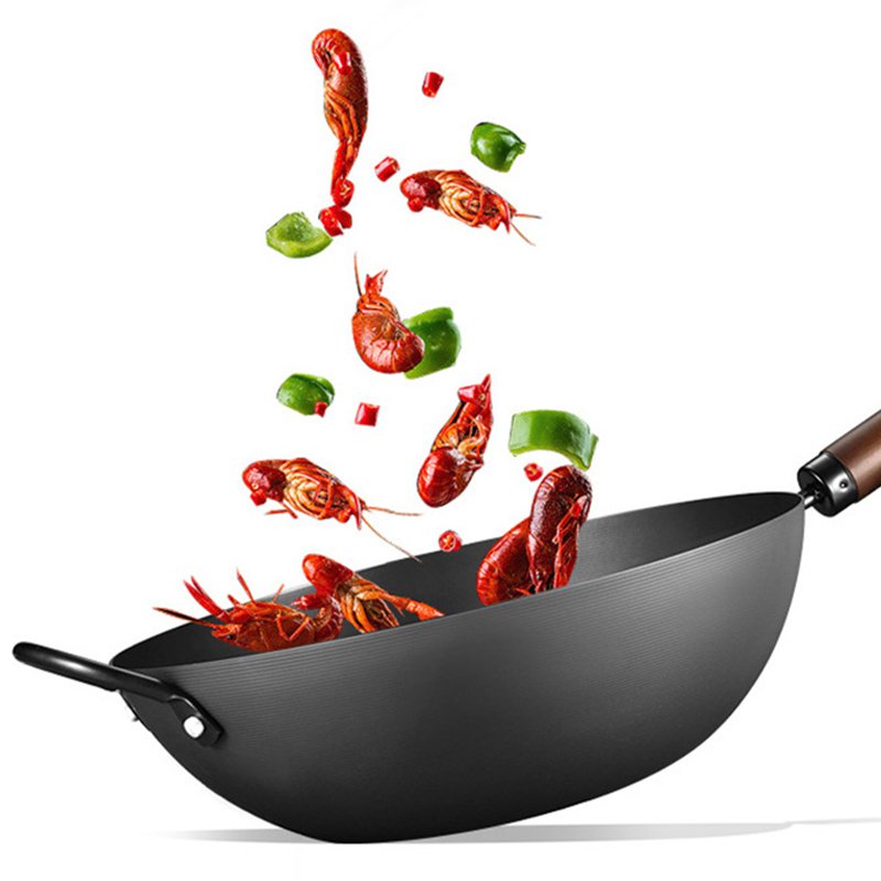 너도밤나무 손잡이 철 프라이팬