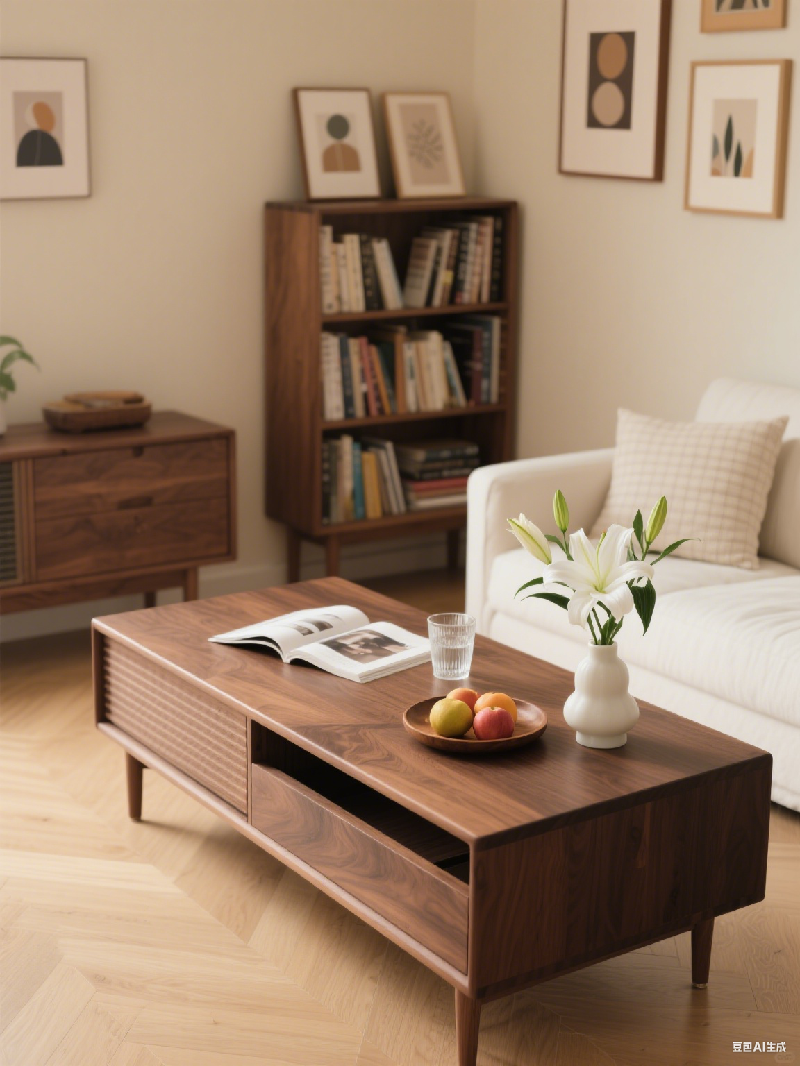 多機能コーヒーテーブルの天板拡張機能