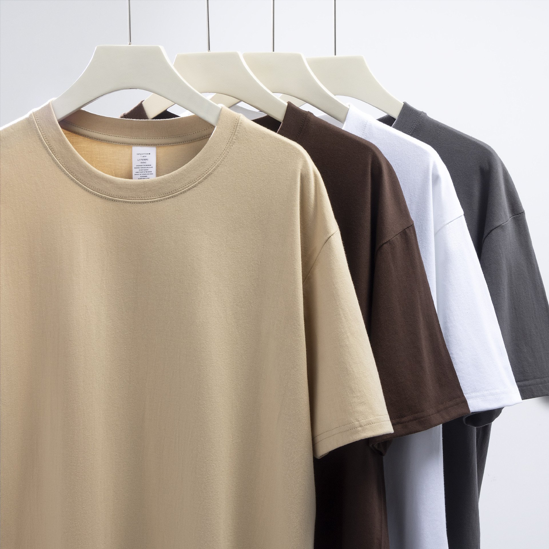 メンズとレディースコットンルーズラウンドネックブランクヘビーウェイトボトムシャツ無地ルーズ半袖Tシャツ