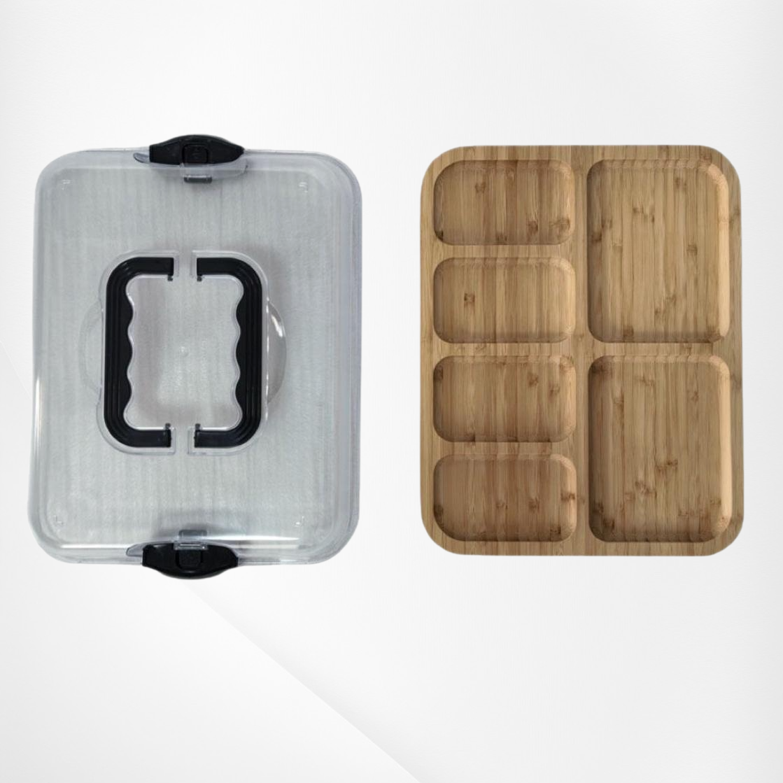 木製多機能チーズボード 竹製仕切りトレイ ピクニックレストラン用フルーツプレート
