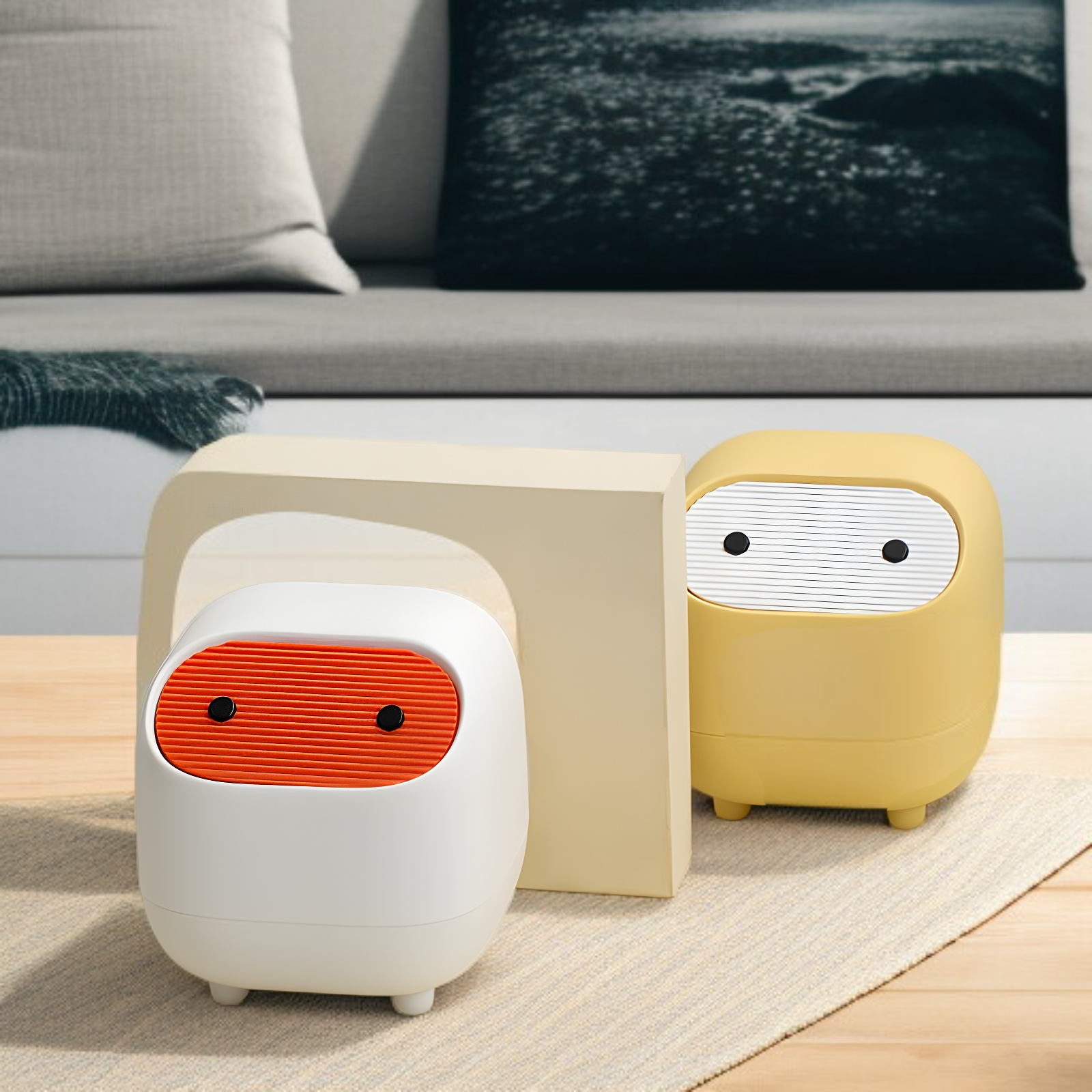 デスクトップゴミ箱 オフィス用 蓋付き プッシュ式 ミニ収納ボックス