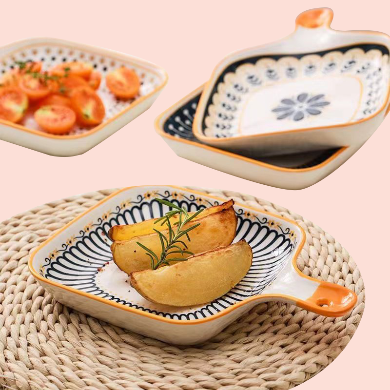 シンプルな家庭用食器セット（釉下彩のボウルとプレート）