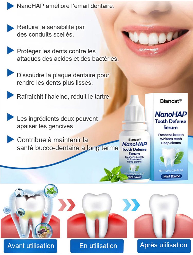 Sérum protecteur dentaire spécialisé pour la régénération de l'émail dentaire