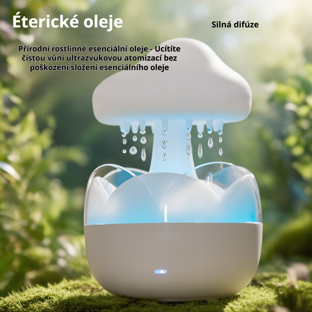 Tichý provoz domácího difuzéru Raindrop