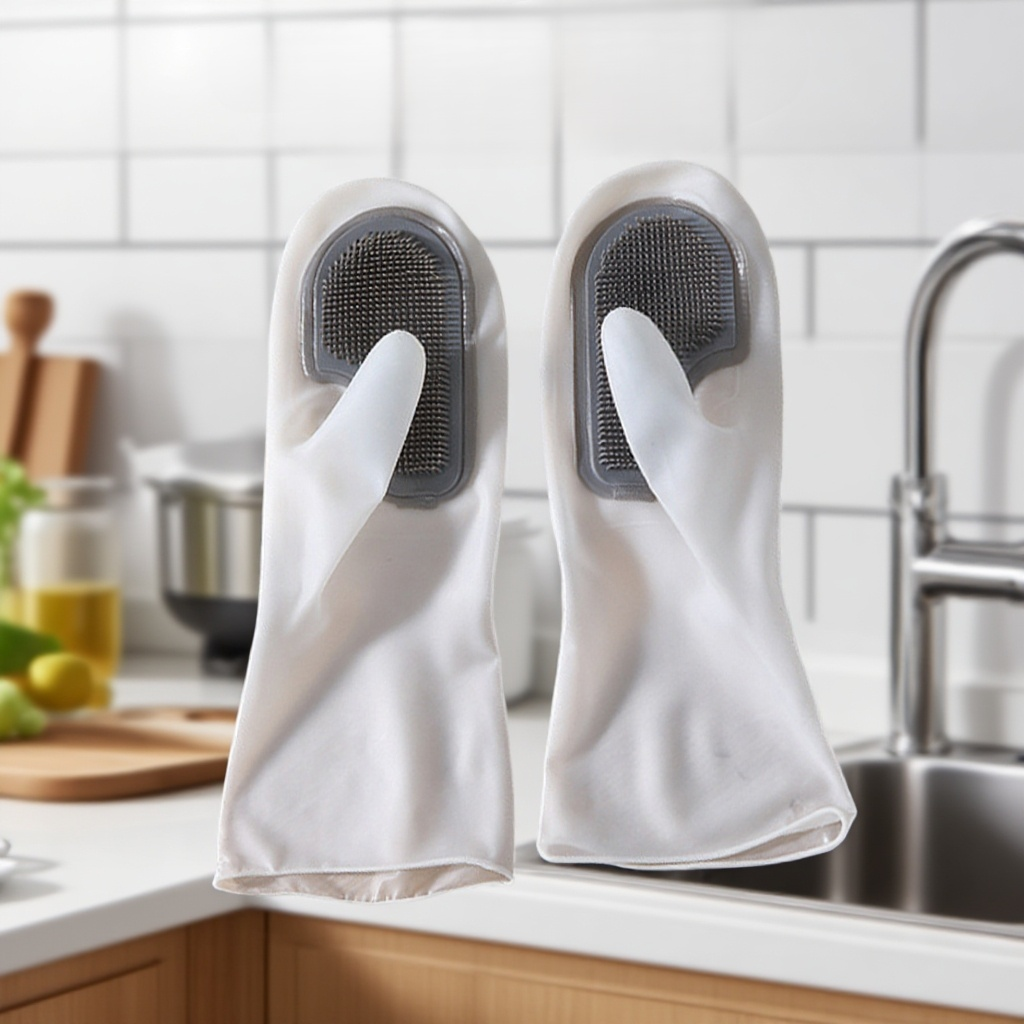  Kouzelné domácí kartáčové rukavice na mytí nádobí