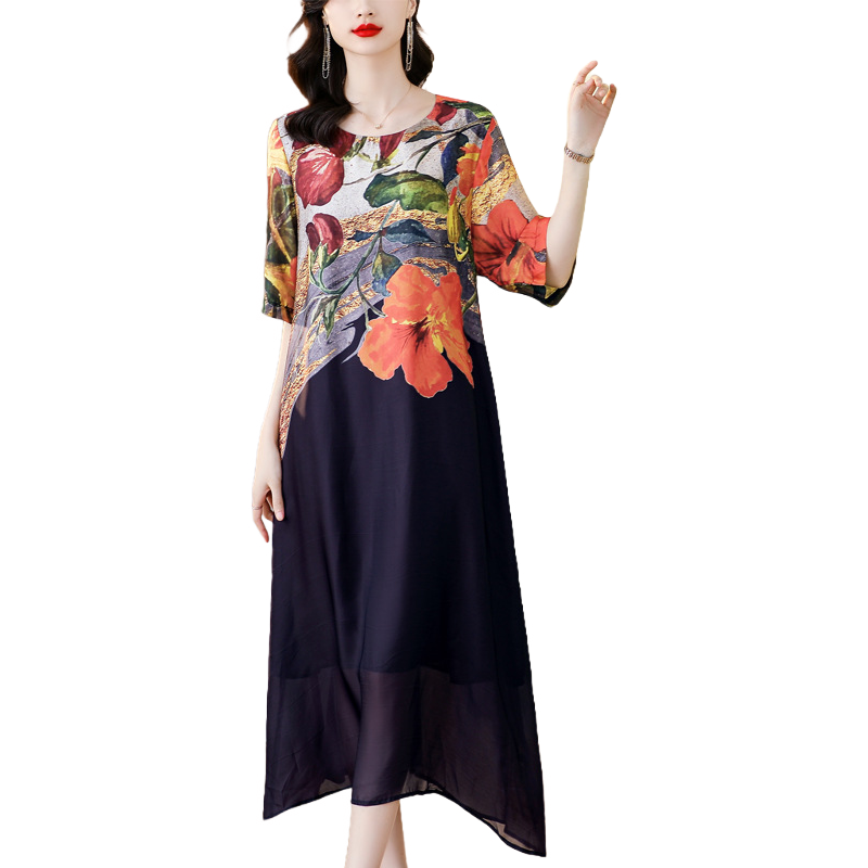 식물 프린트 드레스