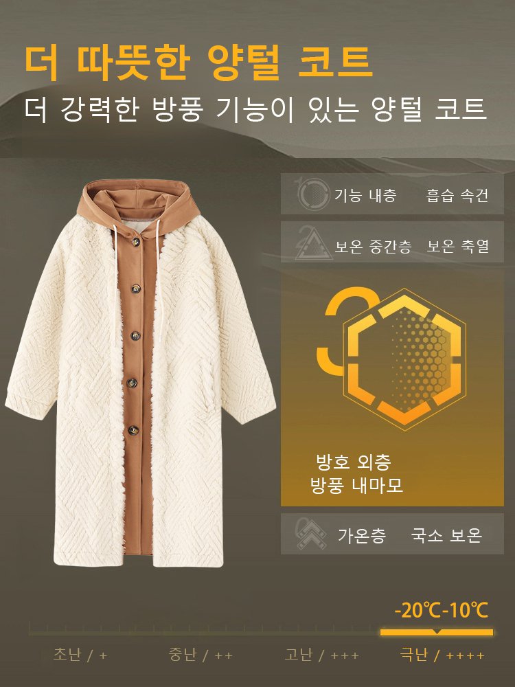 패션 스타일 패치워크 두꺼운 후드 레이어드 코트