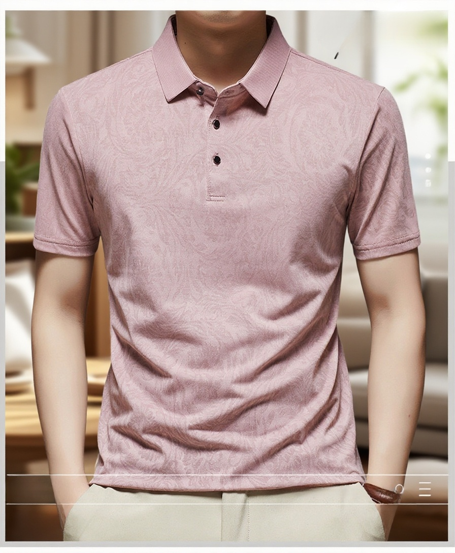 여름 남성 비즈니스 캐주얼 반팔 티셔츠 착용샷