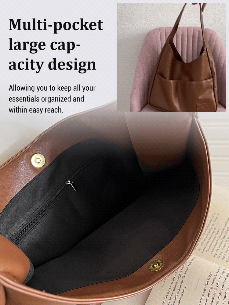 【Versatile Daily Large-Capacity】Soft Leather Bucket Bag Commuter Tote Bag