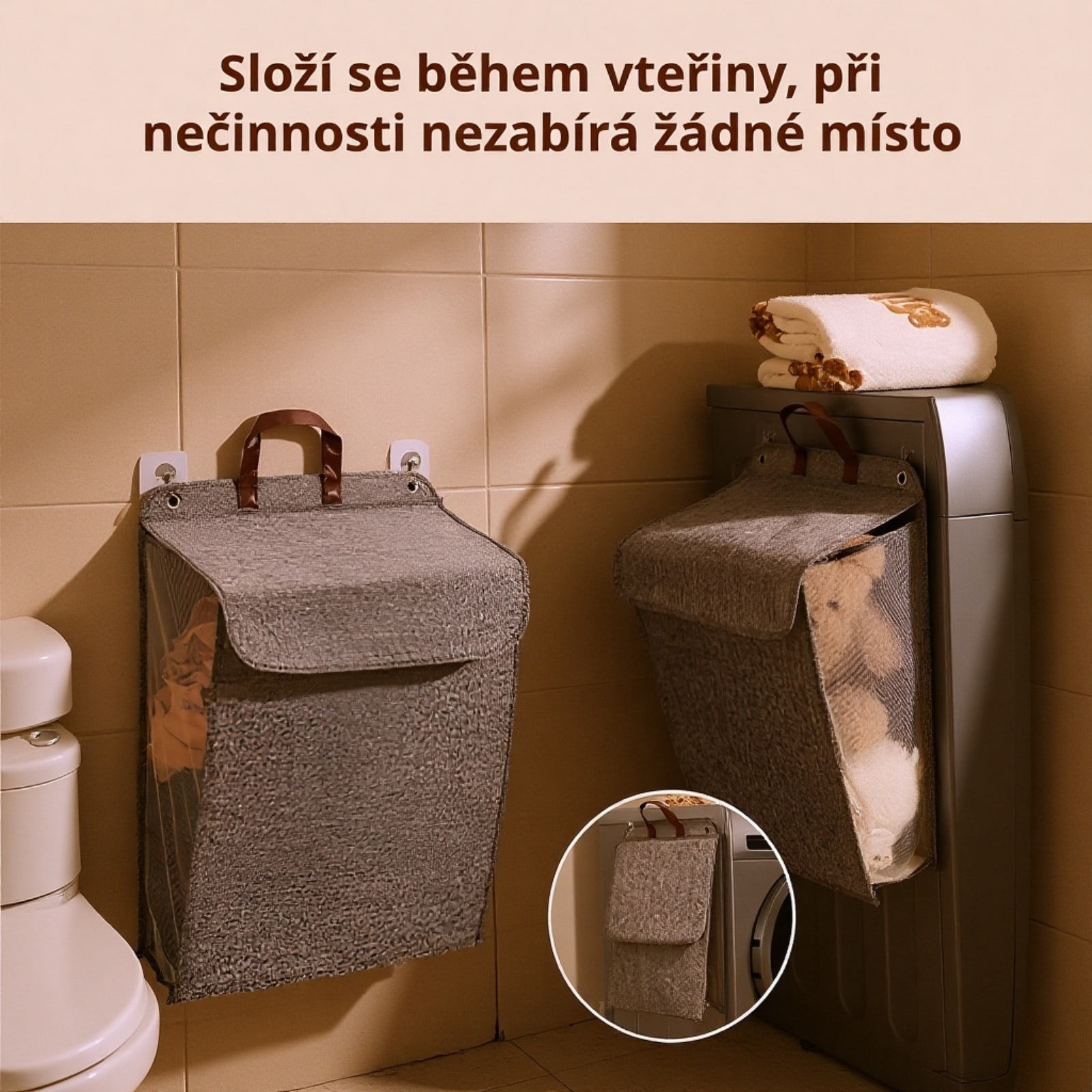 Textilní koš na prádlo s vysokou odolností a velkým objemem