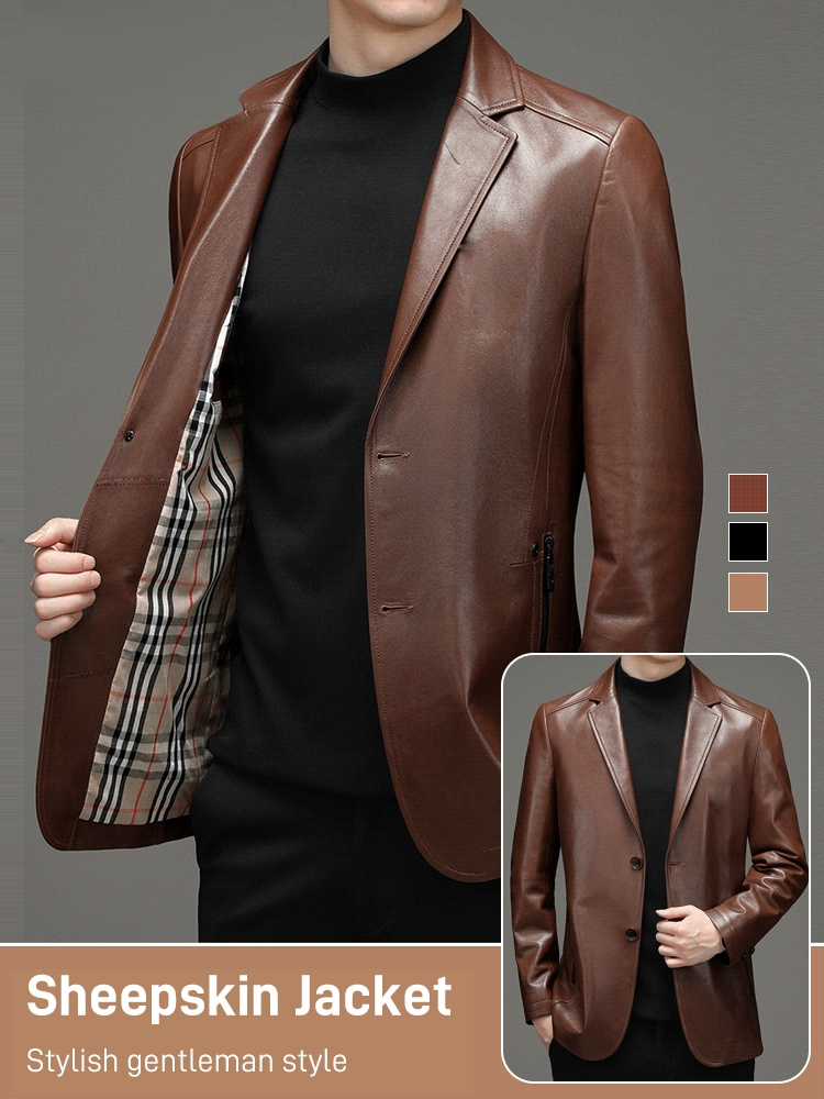Men's comfortable and warm high-quality leather jacket