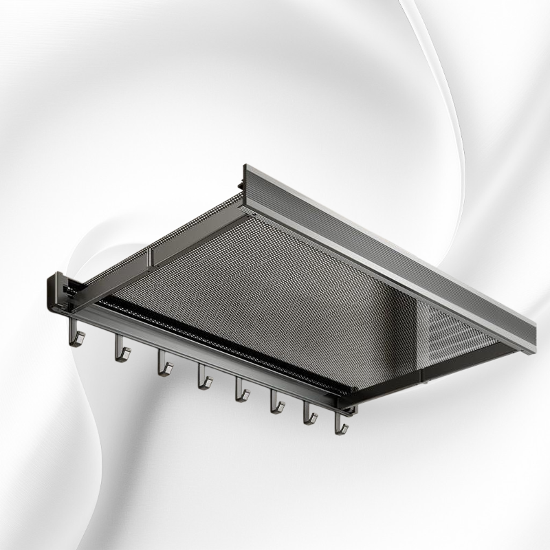 Invisible Bathroom Folding Storage Shelf, Easy Installation, No Punching Towel Holder