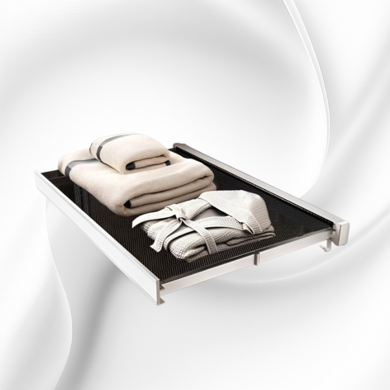 Invisible Bathroom Folding Storage Shelf, Easy Installation, No Punching Towel Holder