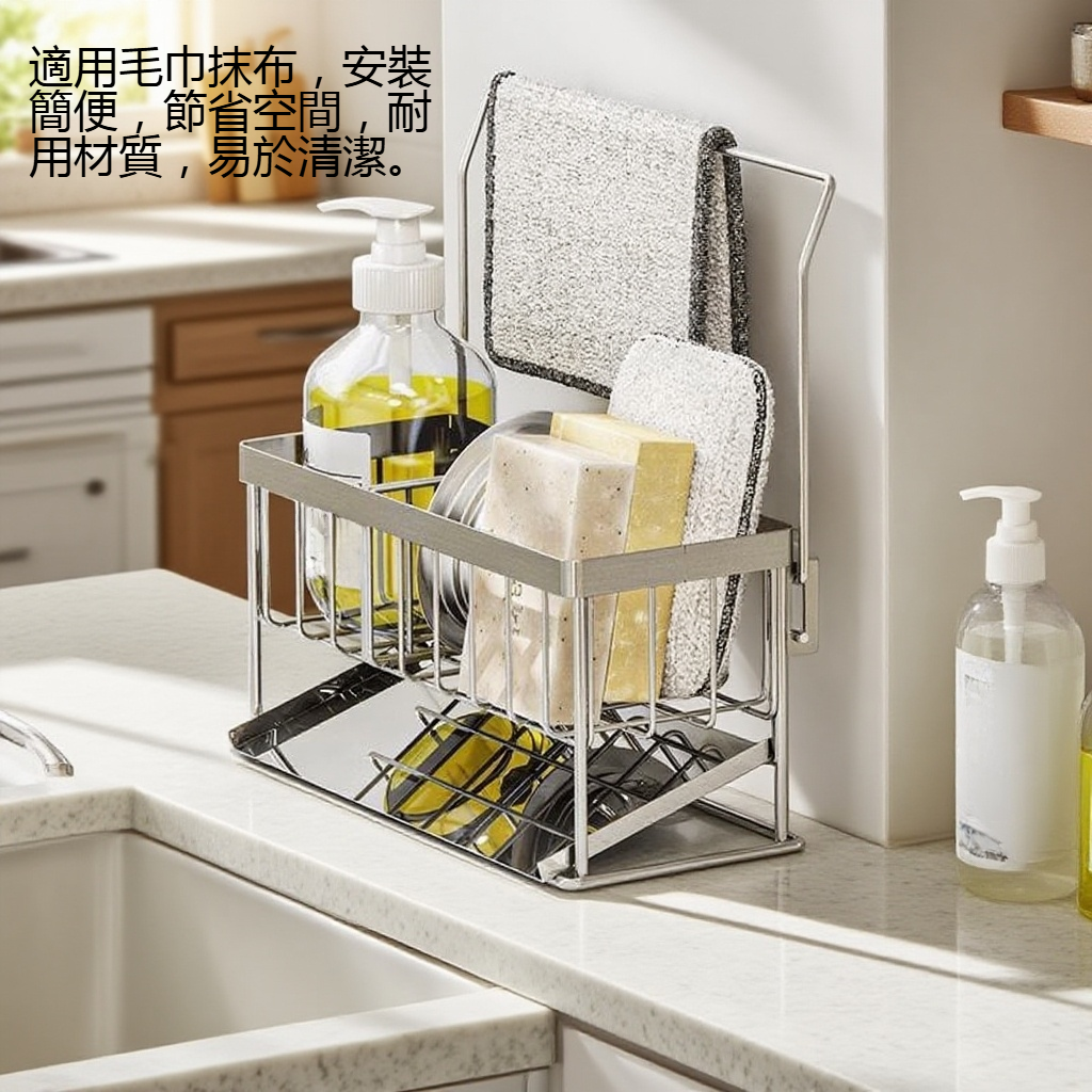 廚房檯面毛巾抹布瀝水收納架
