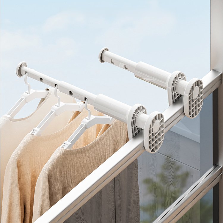 [최대 10KG 하중] 펀칭프리 신축식 휴대용 빨래건조대