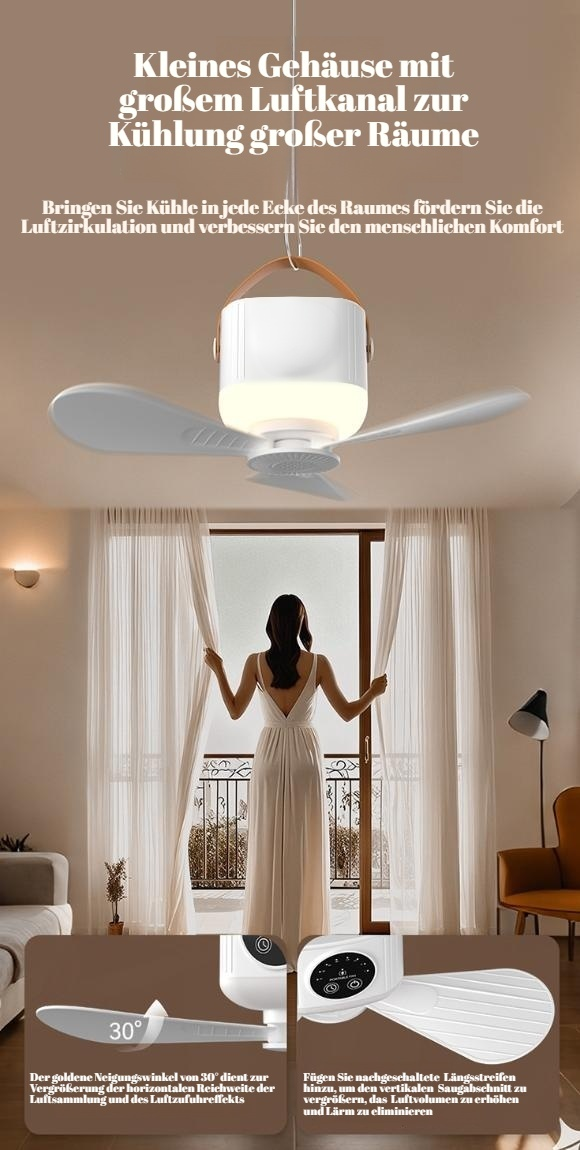 Kompakter Camping-Ventilator als Tischventilator verwendet