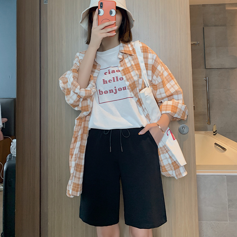 여하 와이드 일자 빅사이즈 겉옷 빅팬츠 와이드 트레이닝 반바지 캐주얼 5부 반바지