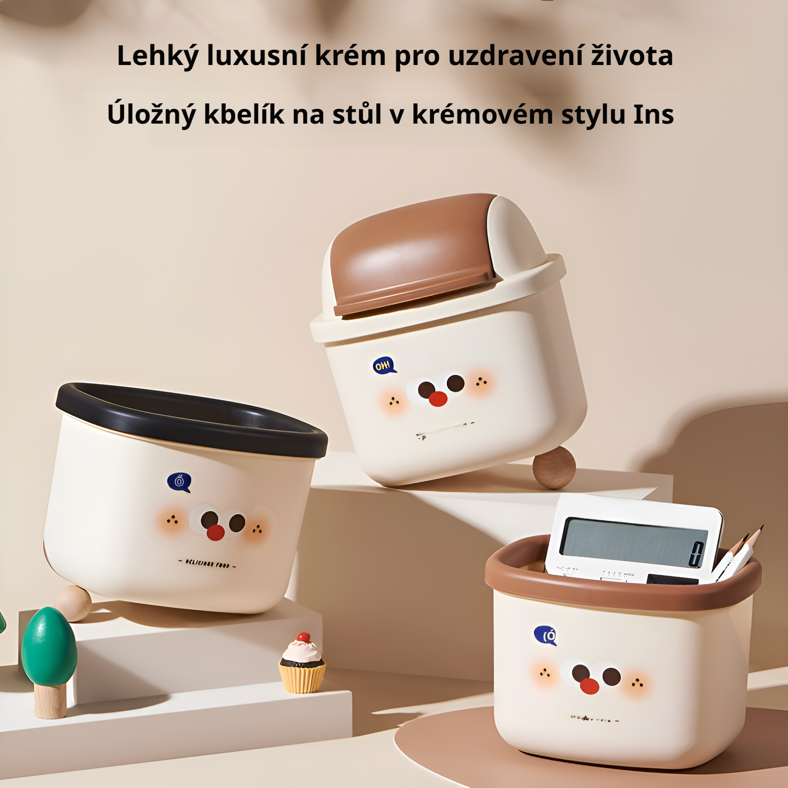 Roztomilý stolní koš na odpadky