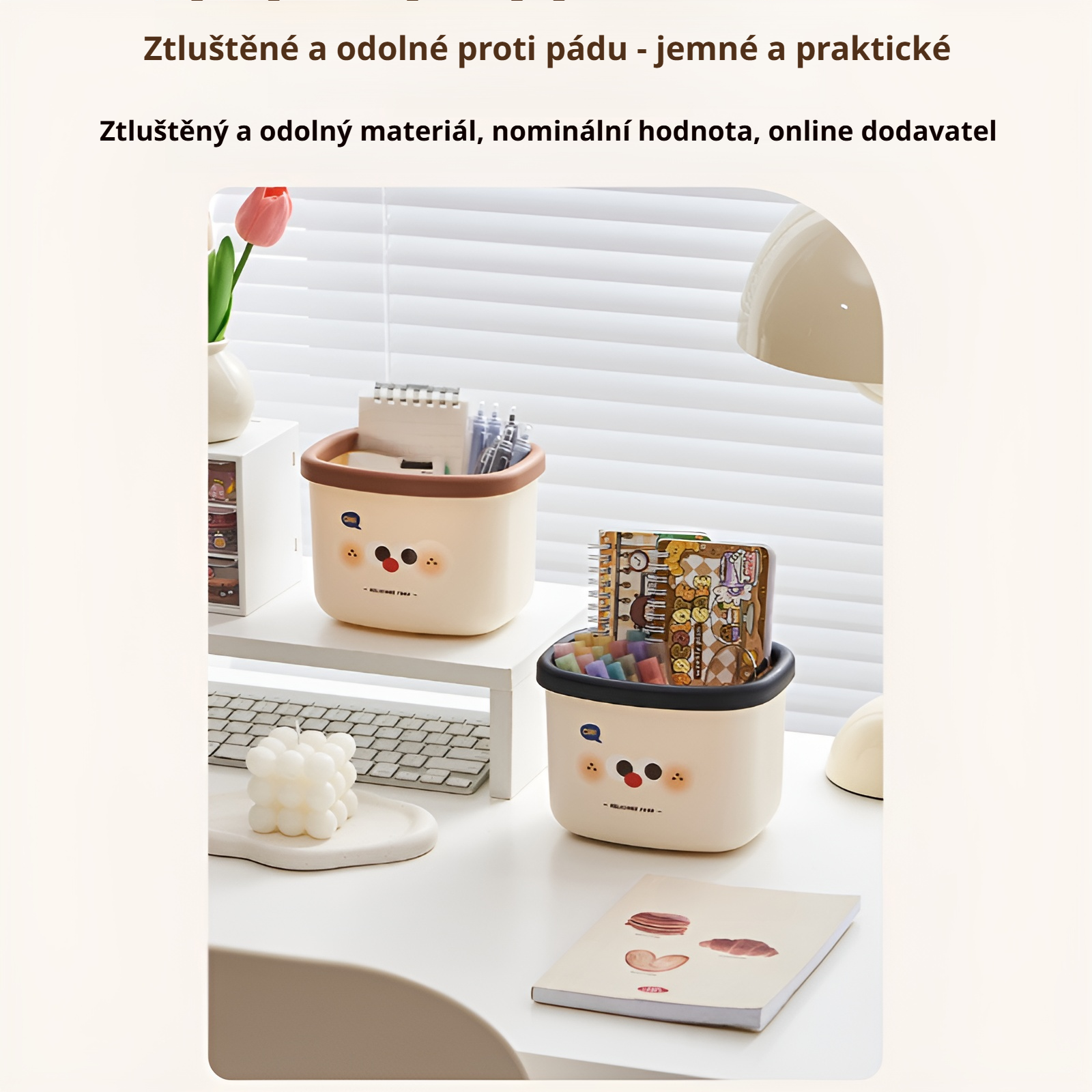 Roztomilý stolní koš na odpadky