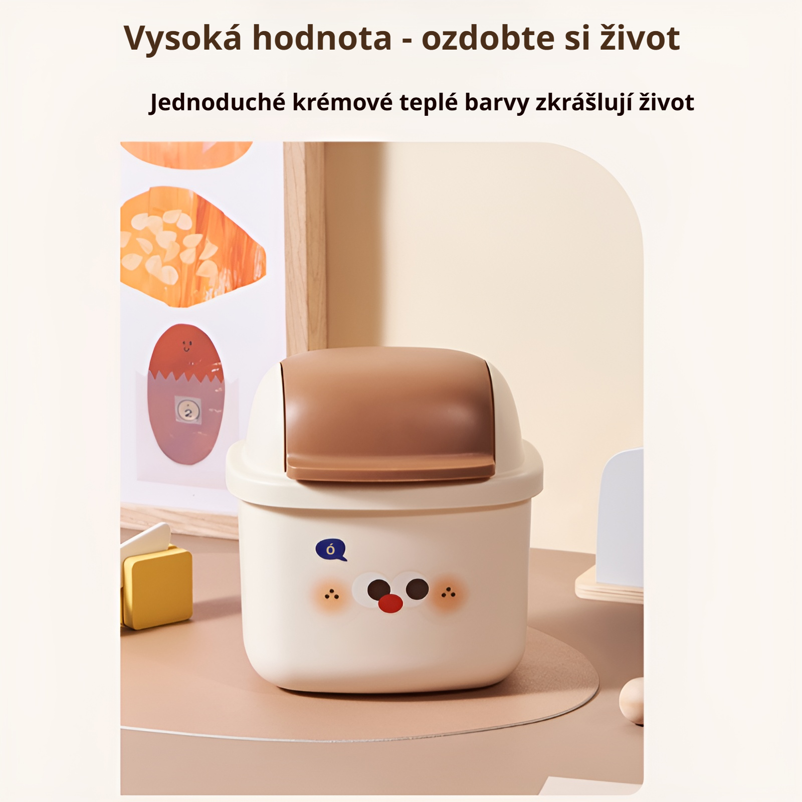 Roztomilý stolní koš na odpadky