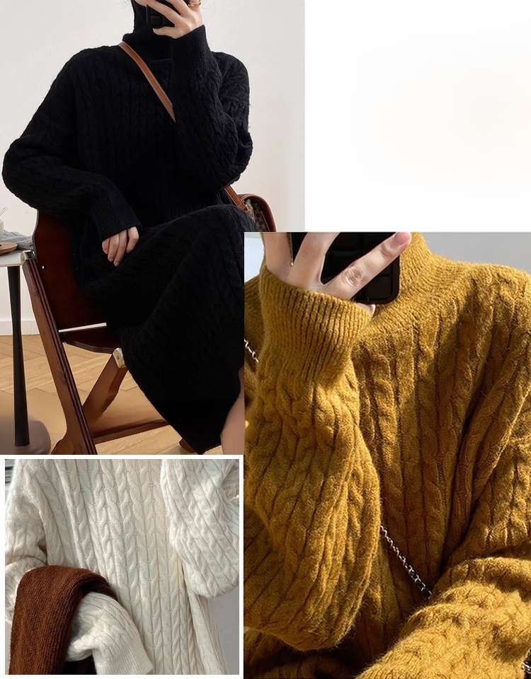 ハイネックニットワンピース