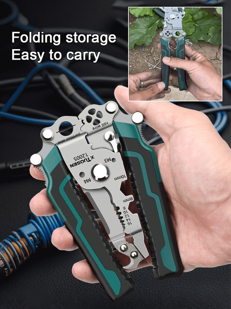 Foldable 18-in-1 multifunctional wire stripper