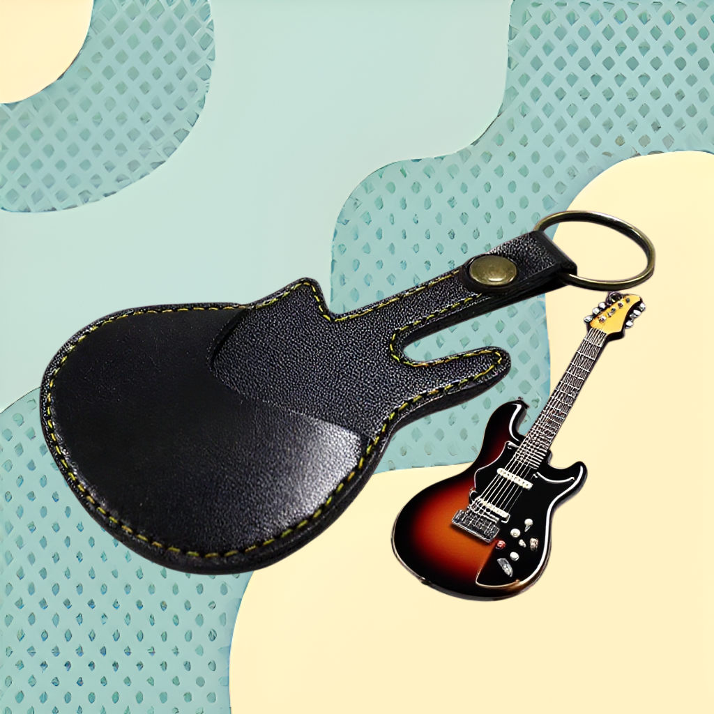 楽器ピック用レザーケース、キーホルダー、ピックウォレット、アクセスカードポケットケース、サイレントピック