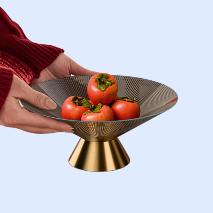 모던 스트라이프 배수 높은 과일 접시