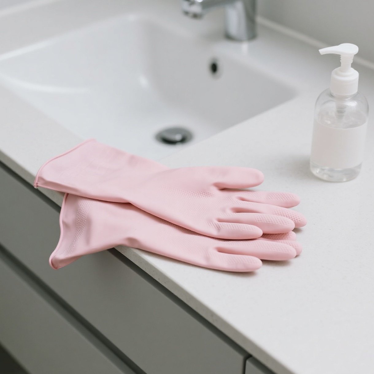  ピンク色のラバーグローブ（2組）