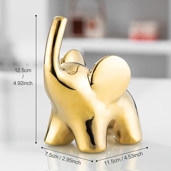 세라믹 코끼리 인형 한 쌍 금 장식 거실 장식